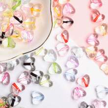 100pcs/Bag 9*11mm Transparent Love Heart Acrylic Bead Loose Spacer Beads For Jewelry Making Bracelet Accessories - 紫色 - 查看 4