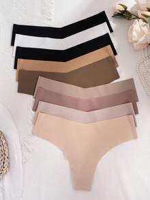 10pcs Women's Seamless Thong Panties, Sexy, Breathable, Stretchy, Comfortable, Multi-Color - Multicolor - View 4