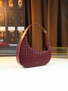 حقيبة كتف وحقيبة متقاطعة هلالية منسوجة عادية، حقيبة كتف إبداعية عصرية للنساء