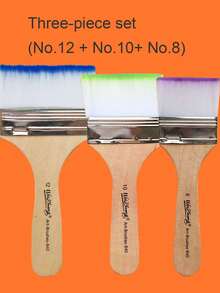 1pc/3pcs Nylon Wide Brush, Wooden Handle, Acrylic Canvas, Oil Painting Brush, Watercolor Brush, Art Stationery, Large Nylon Bristle Brush, Painting Brush, Painting Bristle Brush, Large Row Brush, School Art Painting, Doodle And Coloring Brush, Watercolor And Acrylic Oil Painting Nylon Row Brush, Painting Auxiliary Tools, Wall Painting Tools - Multicolor - View 25