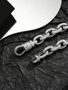 1pc 18K Gold/Platinum Plated Cubic Zirconia Fully Paved Unisex Luxury Hip Hop Bracelet, Suitable For Daily Wear And Parties