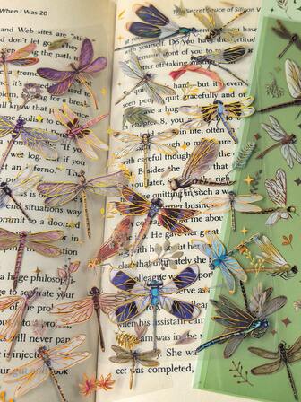1pack/3 SheetsVintage Gilding Nature-Themed Vintage Insect, Butterfly, Dragonfly Decorative Pet Stickers For Journal & Scrapbooking Back To School