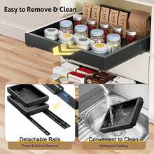 Upgrade Pull Out Cabinet Organizer, Expandable Width (11.4"-18.9") Depth (16.3"-21.7") Pull Out Drawers For Cabinets With 3 Rails, No Drill Adhesive Film Or Nail Slide Out Drawers For Kitchen, Pantry - 黑色 - 查看 4