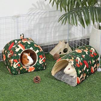 1 件印花保暖可折叠宠物窝，宠物自玩互动隧道，可洗小宠物隐藏床，适合小宠物睡觉和自玩玩具