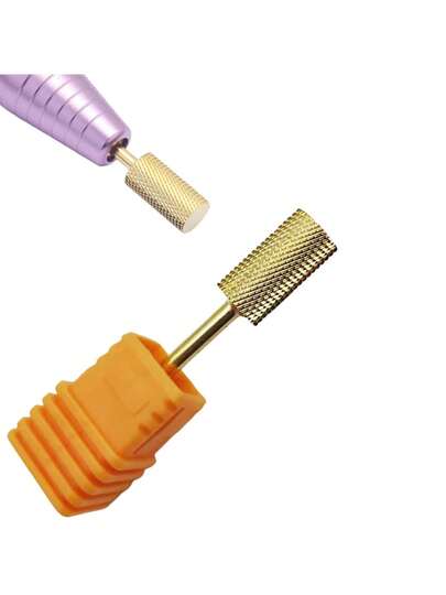 Embout de fraise plat en carbure de tungstène doré de 7 mm - Foret professionnel pour lime à ongles électrique pour manucure, accessoire de lime à ongles de qualité salon pour ongles en acrylique/gel, cadeau parfait pour Noël, anniversaire, Halloween pour les techniciens des ongles