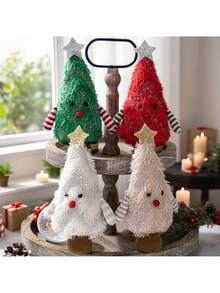 1 buc/2 buc decorațiuni de Crăciun, păpușă de brad de Crăciun și ornament de coroană - brad pufos verde cu picioare dungate, pentru decor acasă, masă, perete și petrecere de Crăciun, cadouri de petrecere, cadouri pentru cupluri