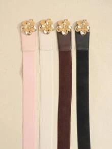 1 Stück eleganter elastischer Taillengürtel für Damen in Mehrfarbig, modischer Gürtel mit goldenem Blumenverschluss, vielseitig verwendbarer hochwertiger Taillengürtel für Kleider, Hemden, Jacken