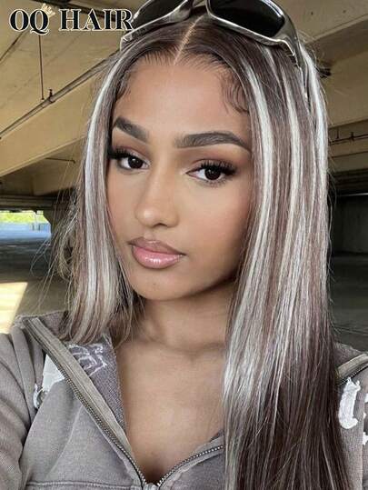 OQ شعر بني بلوندي أومبير مع تسليط الضوء على اللون، مستقيم، 13x4 شفاف الدانتيل مسبق النتف خط الشعر، 180٪ كثافة، 20 بوصة، ذو جودة عالية، باروكة أنيقة، هدايا مجانية، شحن سريع، أساسيات السفر، ملابس كوسبلاي، حرم جامعي، شاطئ، شعر بشري، هالوين، عطلة، عطلة، للنساء