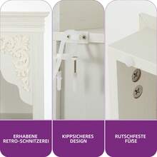 BALCONERA Weißes Stehendes Bücherregal (140 cm) mit 4 Etagen & Schnitzdesign – Ideal für Wohnzimmer, Schlafzimmer, Studierzimmer & Büro