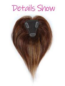 Real Human Hair Toppers With Bangs Silk Base 3Clip Pieces Ombre Brown&Blonde Straight Human Topper Hairs For Women Daily Wear #4p27 #12p613 - Piano Color - View 4