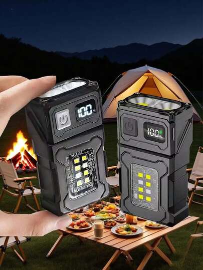 1/2/4 PCS USB Portable Rechargeable LED Flashlight, 7-In-1 COB Work Light With Base, USB Power Supply With Stainless Steel Clip, (Includes Charging Cable), 180-Degree Rotatable Head, LED Battery Indicator, USB Reverse Output Support, Portable Camping Clip Light, Industrial Light With Magnetic Base, Powerful Beam, Suitable For Emergency Use,