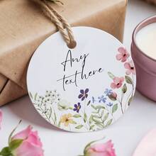 50-200pcs Custom Hang Tags, Floral Double-Sided Printed Personalized Gift Tags With Text, 4 Shapes, Colorful Wildflower Printable Labels With Jute String, Paper Tags Cards For Bottles, Clothing, Food Packing, Handmade Gift Tags, Gift Cards For Party, Anniversary, Baby Shower, Wedding, Birthday, Gift For Her/Him, Customized Wedding Favor Tags, Christmas Gift Tags - 彩色 - 查看 8