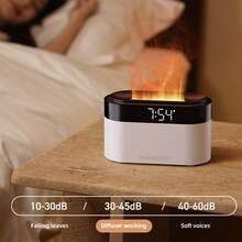 150ml Colorful Flame Humidifier With Smart Clock LED Display, USB Essential Oil Aroma Diffuser With Auto Shut-Off & Timer & Remote Control, Time Display Alarm Clock Setting Air Humidifier Diffuser,Aroma Diffuser For Home,Bedroom
