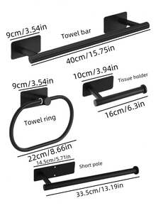 1pc Stainless Steel Bathroom Towel Bar, Wall Mounted Towel Ring & Toilet Paper Holder, Storage Organizer - Multicolor - View 2