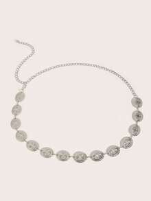 1件加大码欧美复古风银链腰带，适合休闲、派对、节日、万圣节、夏季、学校、秋季等场合穿着。 - 彩色 - 查看 12