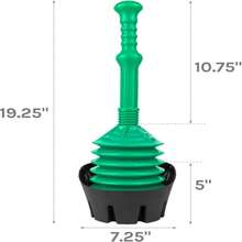 Green Bellows Accordion Toilet Plunger With Black Storage Tray,21020661 - Green - View 2