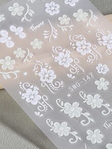 Adesivos de unha de pétala de renda 5D 2 peças, damasco branco, retrô, margarida, flor, pétala, folhas, estilo boêmio, faça você mesmo, Y2K, elegante, moda inverno, primavera, decalques de esmalte em gel autoadesivos, sliders, charme, salão, decoração de arte de unha