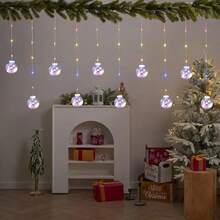 1PC Christmas LED String Lights With Santa, - 8 Modes, USB-Powered, Festive Holiday Decor For Bedroom, Christmas Tree Decoration Light, Christmas Tree Light, Christmas Window Light, Snowflake String Lights Christmas Decoration XMAS Decor Christmas Tree Gift Decor Thanksgiving Wedding Home Decor Home Decor Fall Decor Autumn Decor Birthday Decorations For Gifts Party Supplies Indoor Outdoor Garden Holiday Festival Decor Halloween Decor Wall Decor Halloween Ornaments