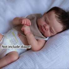 48cm 19 pollici Bambola neonato reborn in vinile morbido con pelle dipinta 3D e vene visibili come un vero neonato addormentato, giocattolo per il bagnetto per bambini, regalo di compleanno (il genere della bambola è casuale)