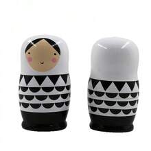 Russian Nesting Doll Children's Puzzle Toy ,Wooden Ins Style, Black And White Small 5-Layer Gift Creative Gift - Black-white Matryoshka - View 8