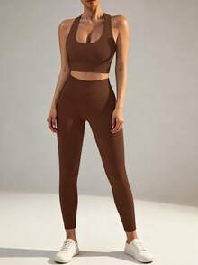 Yefecy 瑜伽健身套装无缝运动文胸和塑身高腰紧身裤