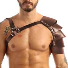 1pc Men's Medieval One Shoulder Armor Solid Color PU Leather Suspender, Suitable For Halloween And Daily Wear For Going Out Outfit Wedding Party And For Gift Halloween Costume - One-sided Waistcoat - View 6