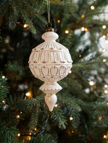 1pc Christmas Ball Ornaments White And Gold Rustic Christmas Ball Ornaments 4'' Vintage Christmas Tree Decorations Large Shatterproof Neutral Farmhouse Luxury Xmas Ornaments For Christmas Tree Home Decor - Multicolor - View 6