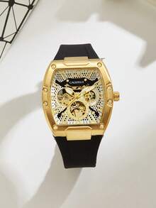 CASIRUI 1 件自动机械男士腕表，硅胶表带，镂空表盘，经典时尚，礼物