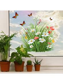 1 buc autocolante de perete cu flori de iarbă și fluturi autocolante decorative autocolante din PVC autocolante detașabile autoadezive ușor de rupt decorațiuni interioare dă-ți viața un aspect nou autocolante de decorare de sărbători cadouri de ziua de naștere de absolvire decor de perete decor cameră