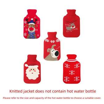 1pc 32cm*20cm Red Series Knitted Hot Water Bottle Cover, 2L Warm Water Bottle Jacket, Excluding Hot Water Bottle, Suitable For Christmas And Daily Use, Can Be Used As Christmas Gift. (Please Select The Appropriate Cover Size According To The Hot Water Bottle Capacity)