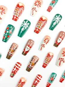 Paznokcie świąteczne, śliczne paznokcie, Święty Mikołaj, choinka, jesienne paznokcie prasowane