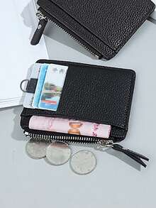 Stylish And Secure RFID Credit Card Holder With Zipper - Perfect For Travel And Everyday Use Christmas - Black - View 4