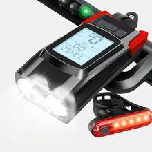 Luces para Bicicleta 2 en 1 con Ciclocomputador con GPS, LED Recargables con Luz Trasera, Linterna de  Impermeable para Bicicleta de Montaña y Carretera,Registra Velocidad,Distancia y Tiempo - 1 - Ver 11