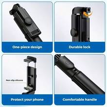 Mobile Phone Selfie Stick With Detachable Wireless Remote Control, 360° Rotation And Retractable Tripod, Handheld Stabilizer Live Broadcast Tripod, Suitable For Smartphones, For Selfies/Video Recording/Photography/Live Broadcast/Video Blogging