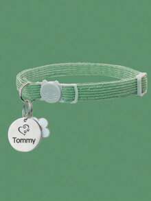 1 Coleira personalizada de veludo cotelê macio para animais de estimação, com fivela ajustável anti-sufocamento, acessório para gatos com sino sonoro e pingente de flor, plaquinha de identificação para cães pequenos com nome, telefone e endereço personalizáveis. - Multicolorido - Ver 9