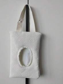 1pc Heart-Shaped Large Capacity Pull-Out Tissue Holder For Car, Wet Wipes Case, Portable Handbag Style Tissue Dispenser