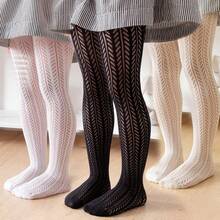 3 Pairs Children Solid Color & Floral Net Pantyhose Leggings - Multicolor - View 4