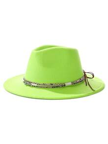 1pc Bohemian Casual Party Faux Leather Decor Felt Hat Soft Brim Jazz Derby Hat Unisex Fashion Style Suitable For Work And Commute Autumn Winter - Top Hat - View 17