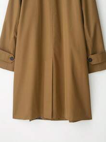Camellia Autumn/Winter New Cotton Long Sleeve Lapel Button Midi Trench Coat, British Style - Brown - View 8