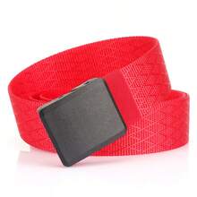 حزام نايلون كاجوال بنمط مربعات معينة، إكسسوار متعدد الاستخدامات لبنطلونات الجينز والرياضة الخارجية للرجال قطعة واحدة