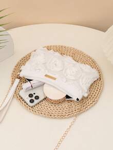 Elegant 3D Rose Flower Women's Shoulder Bag, Metal Chain Crossbody Bag, Fashion Versatile Shoulder Bag, New Lightweight Evening Clutch, Women's Party Dress, Party Bag, Holiday Party Dress, Valentine's Day Gift, Bridal Bag, Bridesmaid Bag, Suitable For Party, Date, Wedding, Gala - Multicolor - View 7