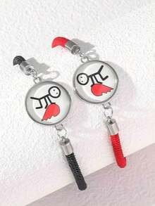 2pcs Glow-In-The-Dark Couple Bracelets, Handmade Braided Sun & Moon Design Bracelets, Lovers' Time Gemstone Braided Bracelet, Suitable As Birthday, Holiday, Valentine's Day Gift For Girlfriend, Boyfriend, Friends - Multicolor - View 8