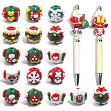5pcs 15mm Acrylic Hand-Painted Christmas Series Beads, Christmas Snowflake, Christmas Tree, Gingerbread Man, Fashion Cute Beads For DIY Jewelry Making, Party Decoration, Craft, Phone Charm, Keychain, Stationery Decoration