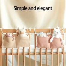 2 件装婴儿床挂式收纳袋，奶瓶架，尿布收纳袋，带 2 个宽口袋，适用于婴儿床、婴儿车，婴儿送礼佳品 - 混合色 - 查看 2