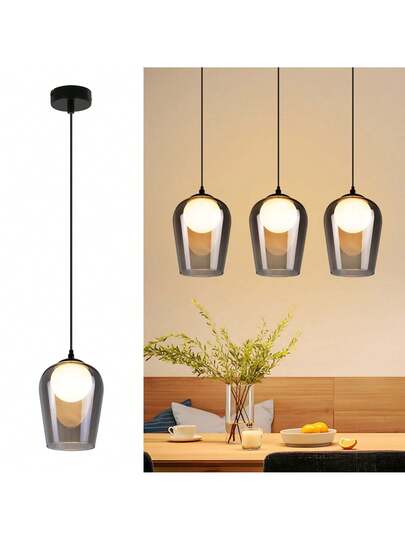 Ch elier Dining Tafel Vintage Glass Flame G9 Verlichting Hang Zwart Height Adjustable Bedroom Living Room (No Source)