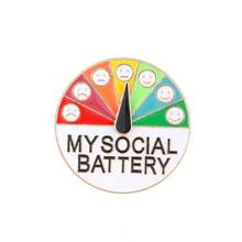 My Social Battery Emotion Management Rotatable Metal Badge, Mood Management Brooch Backpack Decor Christmas Gift
