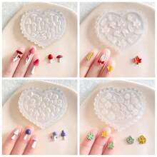 Heart-Shaped Pastoral Series Polymer Clay Soft Pottery Silicone Molds - Floral, Butterfly, Leaf, Fruit, Bow Decor Craft Molds, High Precision Mini Molds For Handmade Polymer Clay Earrings, Pendants, Decorations - Clear - View 22