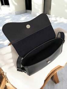 Women's Shoulder Bag, With Adjustable Strap, Magnetic Closure, Shoulder Baguette Bag - màu đen - Xem 4