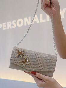 New Butterfly Envelope Clutch Bag, High-End Handbag For Banquet, Wedding, Party, Princess Style, Rhinestone Decor, Versatile Shoulder/Crossbody Bag