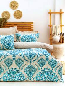 CAQQA 2/3-Pieces Turkish Cotton Woven Duvet Cover Set | Duvet Cover And Pillowcase, Modern Bedding For Bedroom, 150*200 Cm, 200*200 Cm, 200*220 Cm, 220*240 Cm - Pastel Green - View 2